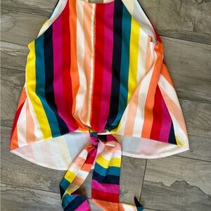 glam Multicolor Striped Tie-Front Camisole